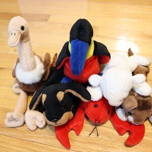 Ty Beanie Babies Plush Lot of 6 Mixed Animals Multicolor OS